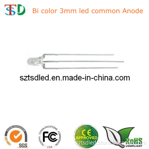 3 Legs Bi Color 3mm LED Common Anode